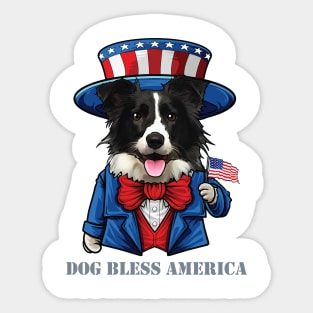 Border Collie Dog Bless America Sticker